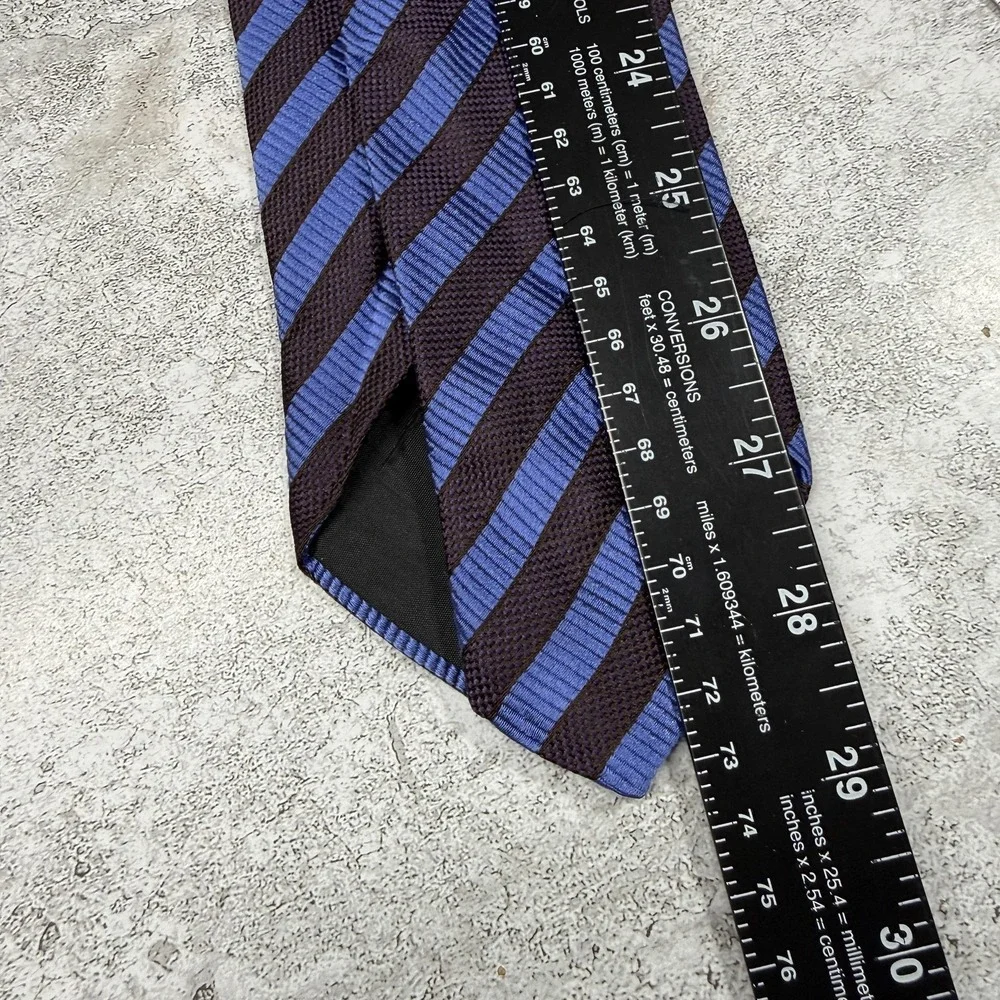 HUGO BOSS Silk Tie‎ Mens One Size Blue Striped Jacquard Made In Italy Necktie